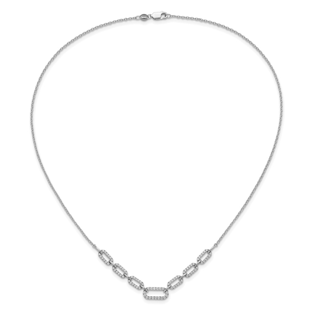 14k White Gold 1 carat Lab Grown Diamond VS/SI+ G+ 18 inch Fashion Link Necklace - 3