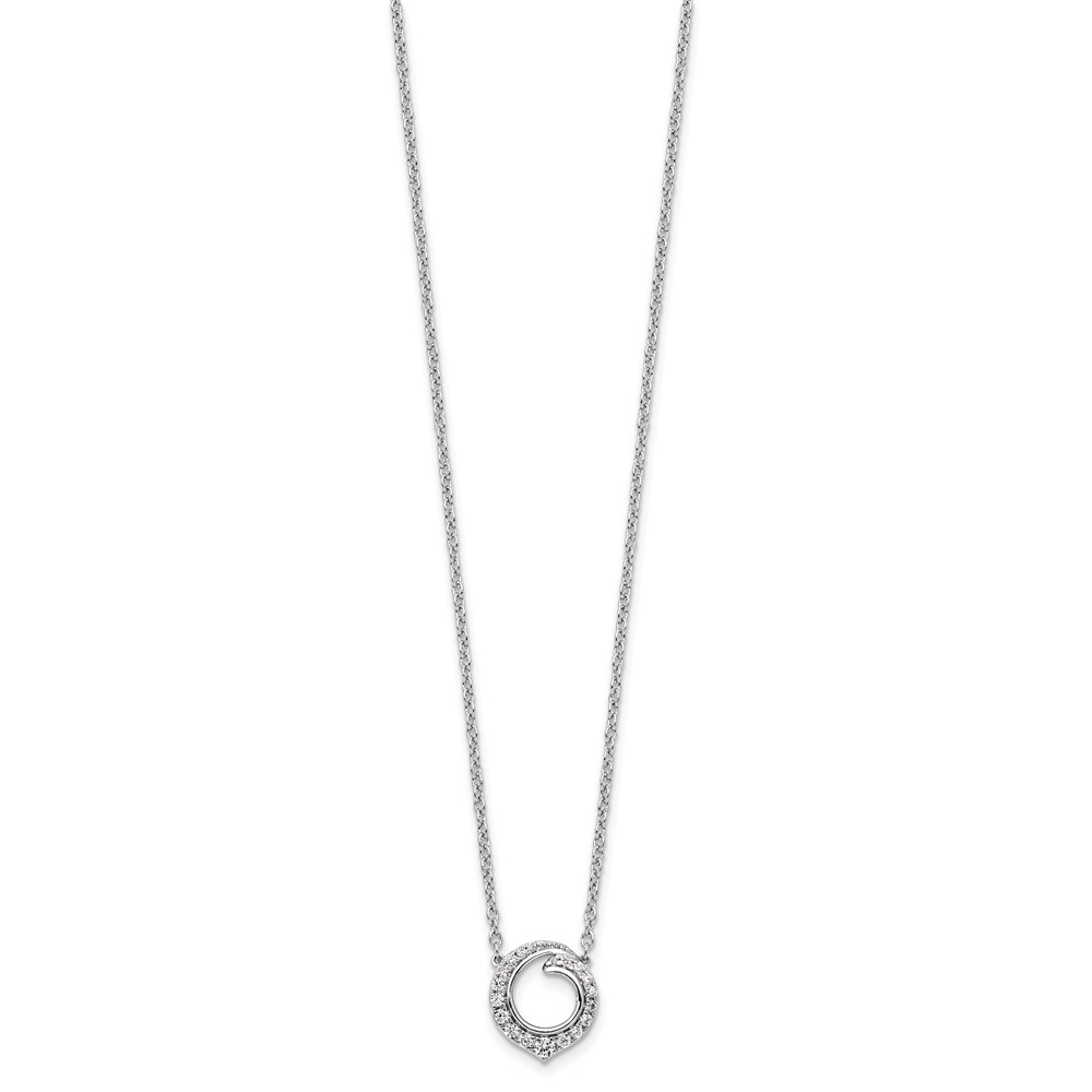 14k White Gold 1/4 carat Diamond Fancy Swirl Circle 18 inch Necklace - 1