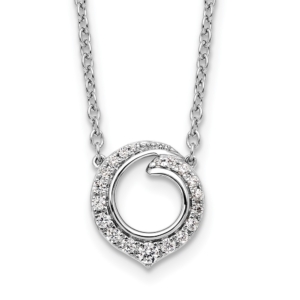 14k White Gold 1/4 carat Diamond Fancy Swirl Circle 18 inch Necklace - 0