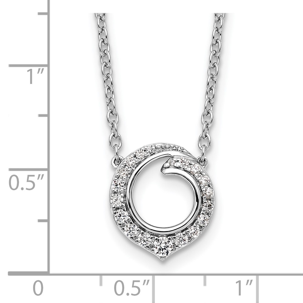14k White Gold 1/4 carat Diamond Fancy Swirl Circle 18 inch Necklace - 2