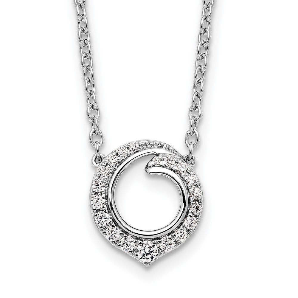 14k White Gold 1/4 carat Diamond Fancy Swirl Circle 18 inch Necklace - 0
