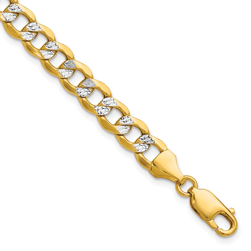14k 7.1mm Semi-solid with Rhodium Pav� Curb Chain - 0