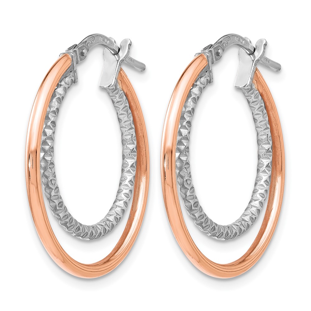 Sterling Silver Rose-tone D/C Hoop Earrings - 1