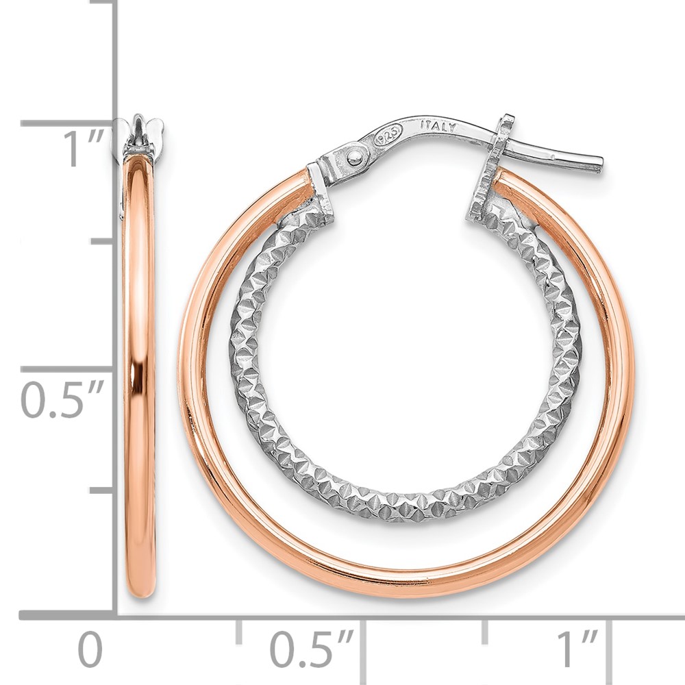 Sterling Silver Rose-tone D/C Hoop Earrings - 3