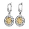 Sterling Silver Rhod-plated Gold-tone Crystal Earrings - 1 Sterling Silver Rhod-plated Gold-tone Crystal Earrings - 1