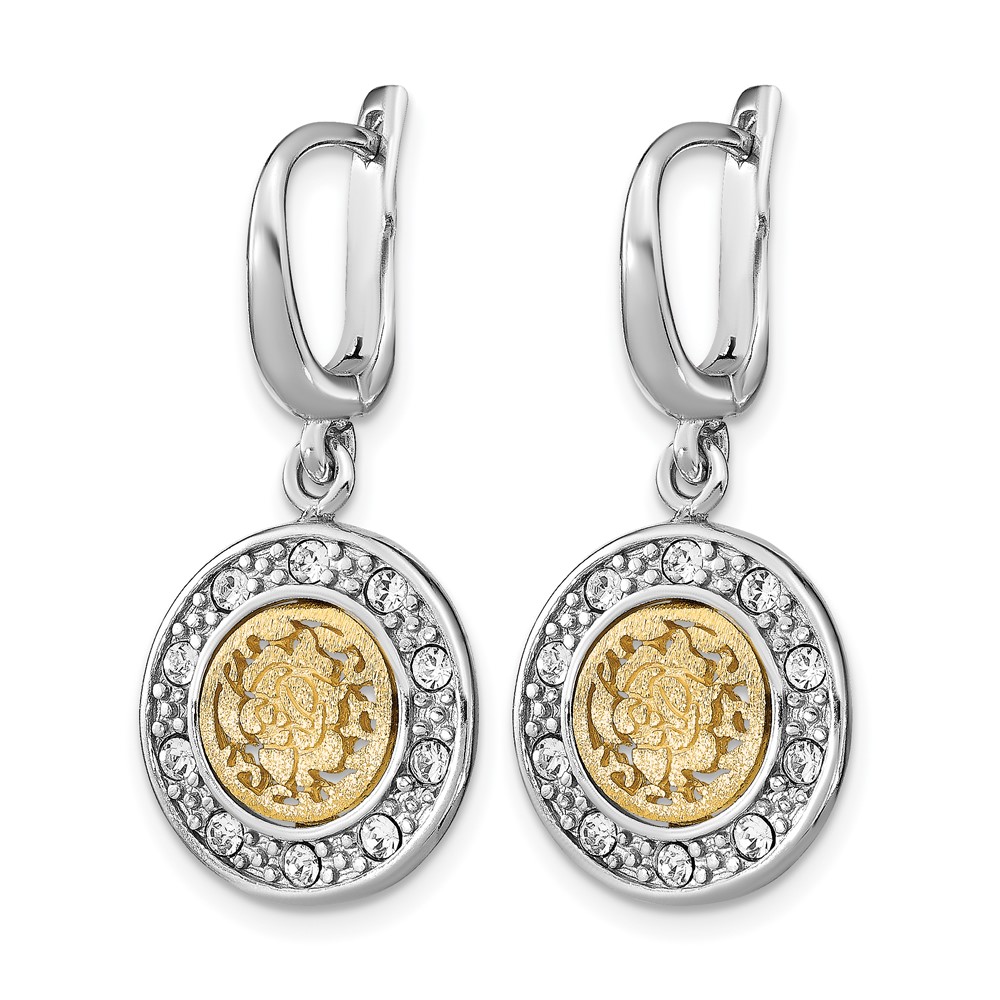 Sterling Silver Rhod-plated Gold-tone Crystal Earrings - 1 Sterling Silver Rhod-plated Gold-tone Crystal Earrings - 1