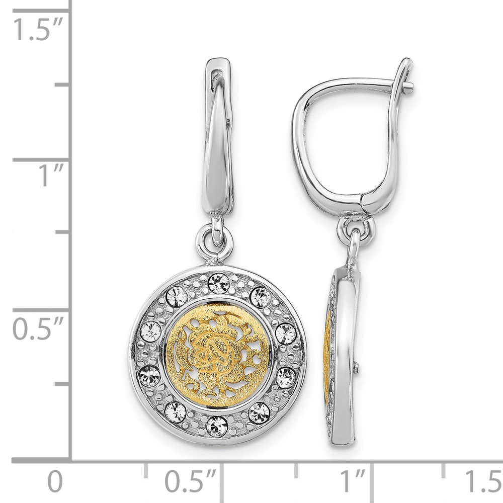 Sterling Silver Rhod-plated Gold-tone Crystal Earrings - 3 Sterling Silver Rhod-plated Gold-tone Crystal Earrings - 3