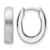 Radiant Essence SS Rhod-plated D/C Brushed Oval Hoop Earrings - 0