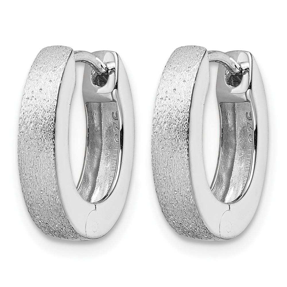 Radiant Essence SS Rhod-plated D/C Brushed Oval Hoop Earrings - 1