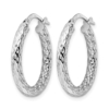 Sterling Silver Rhod-plated Polished D/C Hoop Earrings - 1