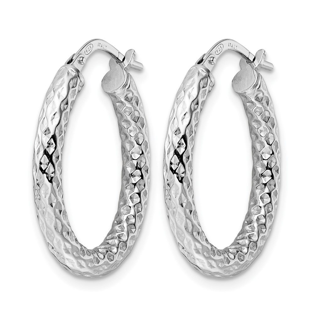 Sterling Silver Rhod-plated Polished D/C Hoop Earrings - 1