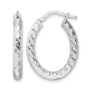 Sterling Silver Rhod-plated Polished D/C Hoop Earrings - 0