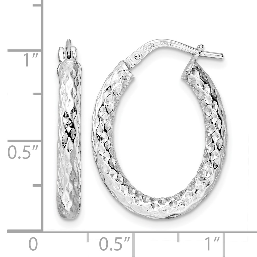 Sterling Silver Rhod-plated Polished D/C Hoop Earrings - 3