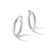 Sterling Silver Rhod-plated Polished D/C Hoop Earrings - 4