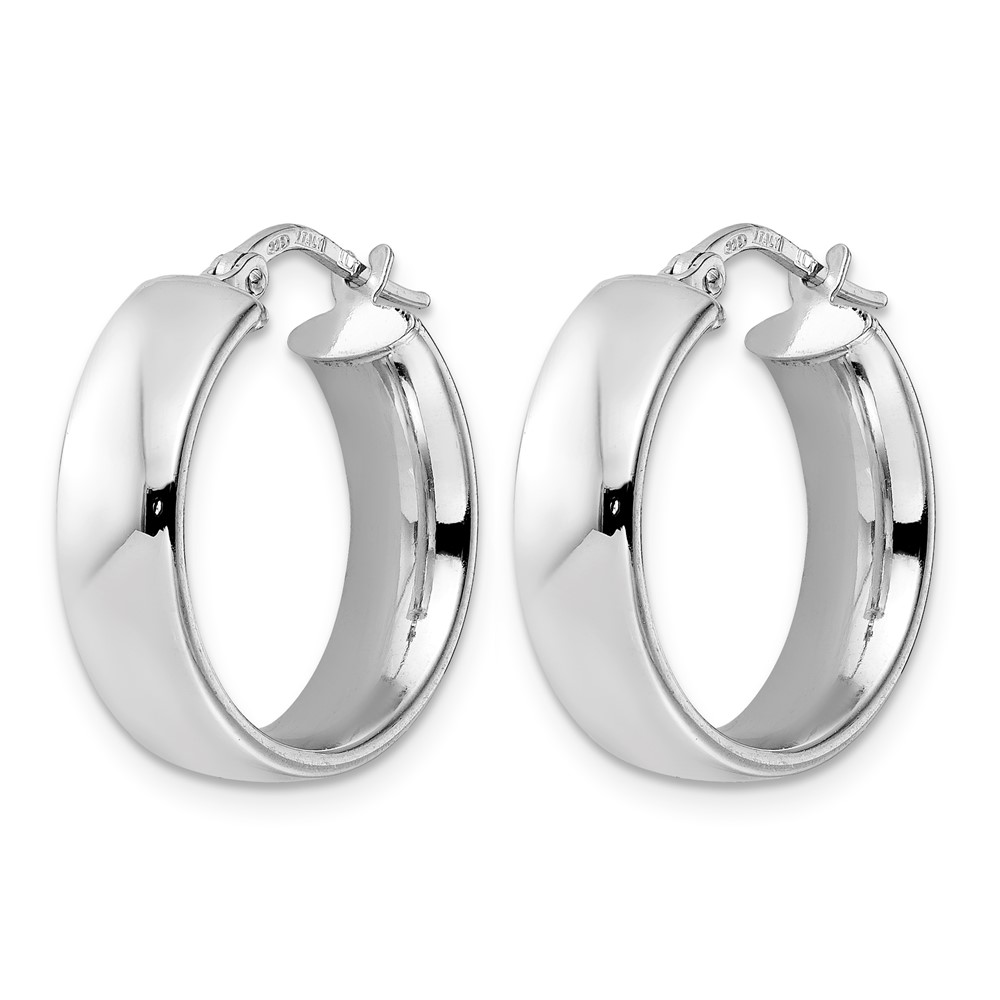 Sterling Silver Rhod-plated Polished Hoop Earrings - 1