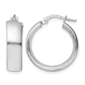 Sterling Silver Rhod-plated Polished Hoop Earrings - 0