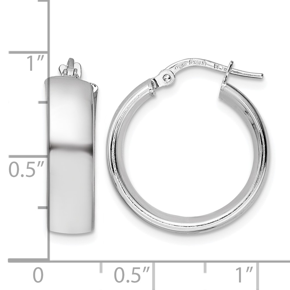 Sterling Silver Rhod-plated Polished Hoop Earrings - 3