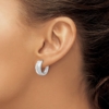 Sterling Silver RH-plated Satin and Polished Hinged Hoop Earrings - 2 Sterling Silver RH-plated Satin and Polished Hinged Hoop Earrings - 2