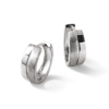 Sterling Silver RH-plated Satin and Polished Hinged Hoop Earrings - 4 Sterling Silver RH-plated Satin and Polished Hinged Hoop Earrings - 4