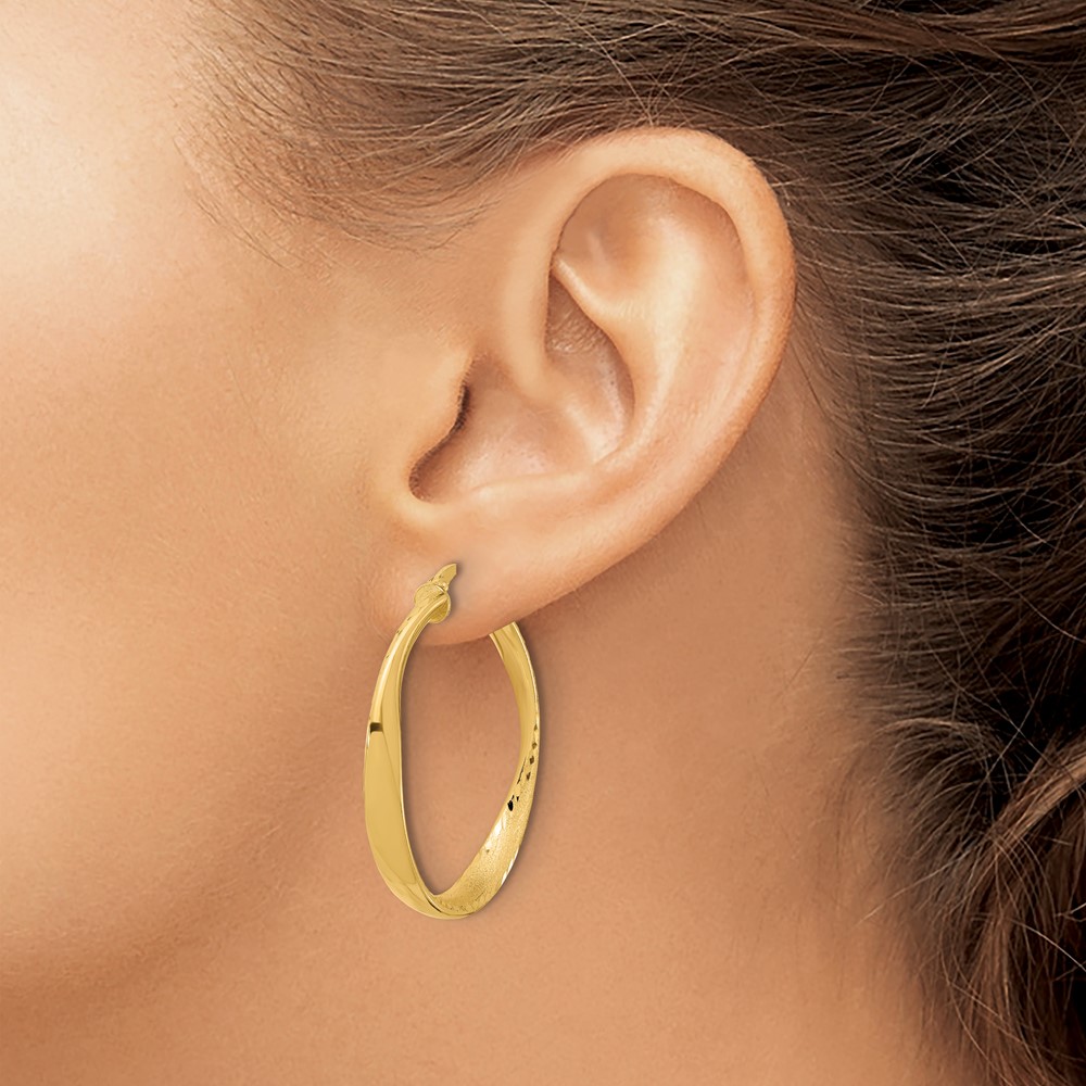 Sterling Silver Gold-plated Polished Hoop Earrings - 2