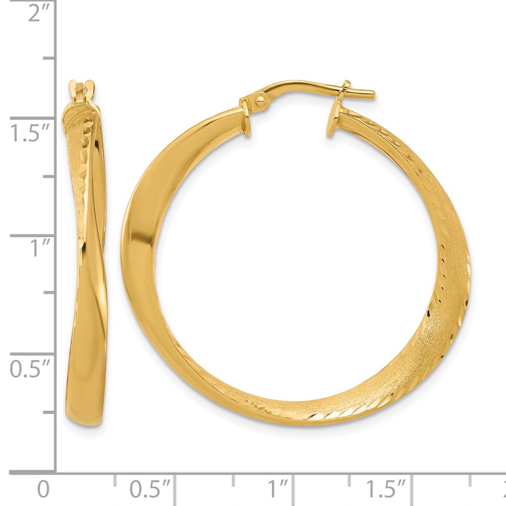 Sterling Silver Gold-plated Polished Hoop Earrings - 3