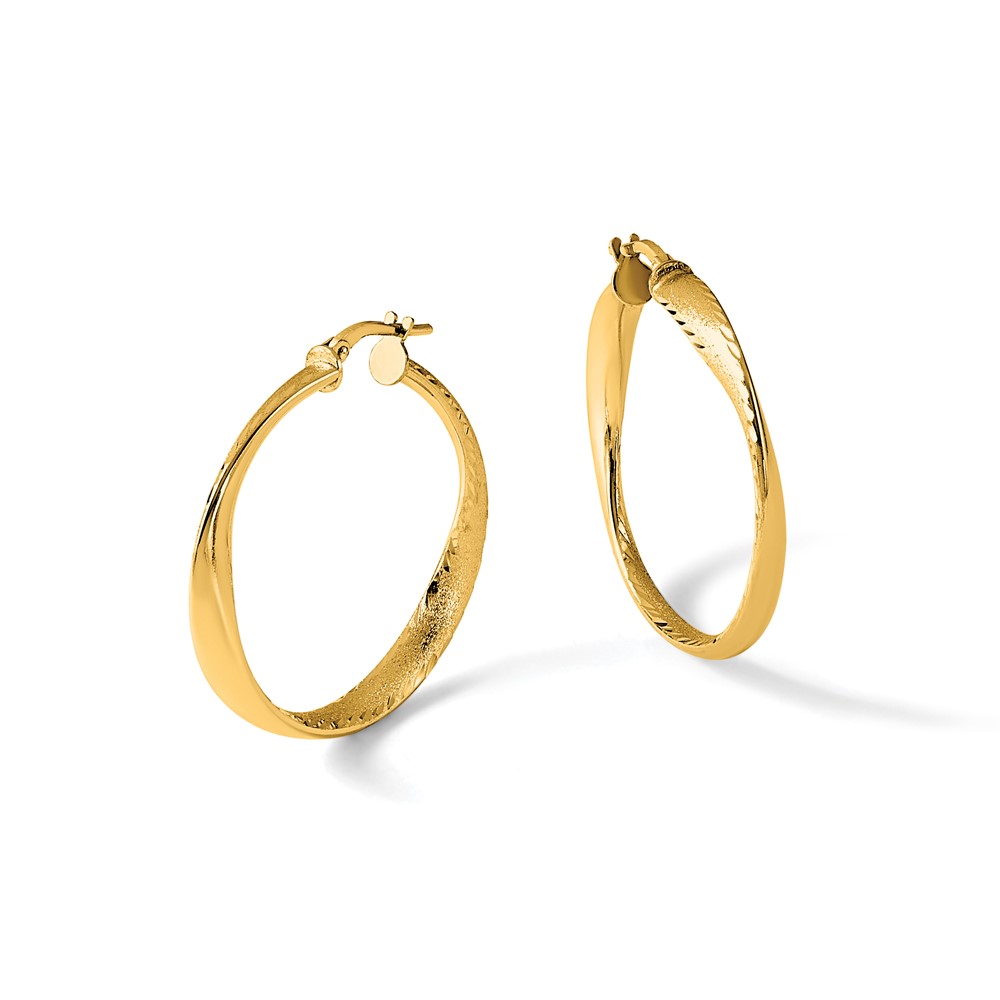Sterling Silver Gold-plated Polished Hoop Earrings - 4