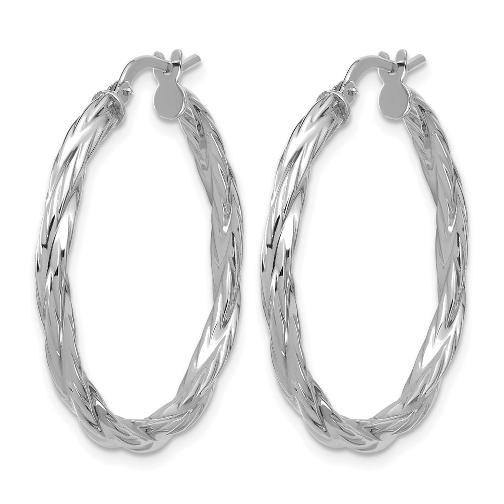 Sterling Silver RH-plated Polished Twisted Hoop Earrings - 1