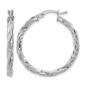 Sterling Silver RH-plated Polished Twisted Hoop Earrings - 0