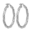 Sterling Silver RH-plated Polished Twisted Hoop Earrings - 3