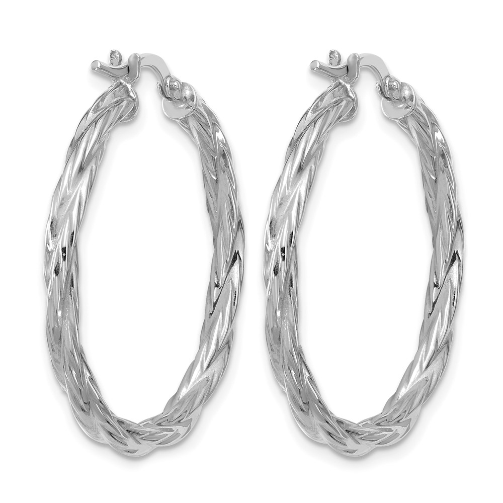 Sterling Silver RH-plated Polished Twisted Hoop Earrings - 3