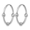 SS RH-plated Polished/Dia-cut Beads Endless Hoop Earrings - 1
