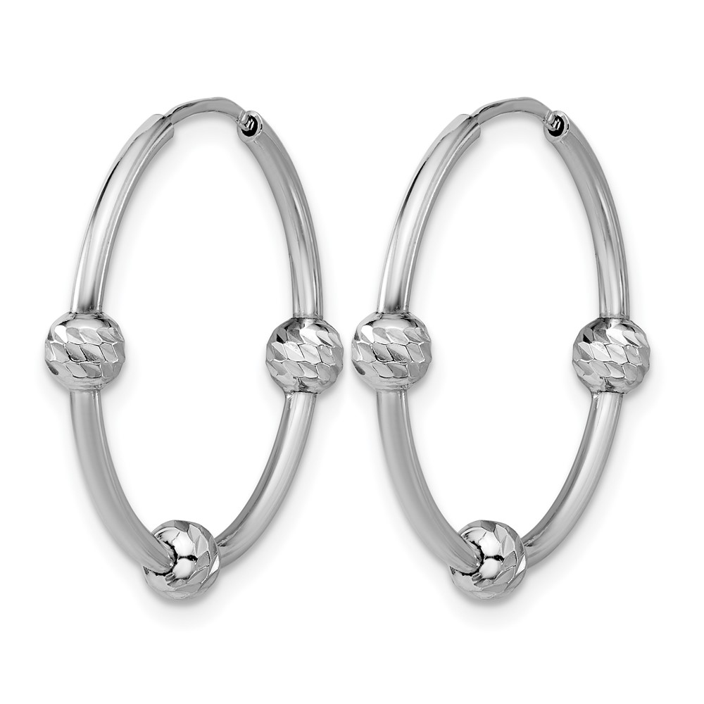 SS RH-plated Polished/Dia-cut Beads Endless Hoop Earrings - 1