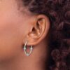 SS RH-plated Polished/Dia-cut Beads Endless Hoop Earrings - 2