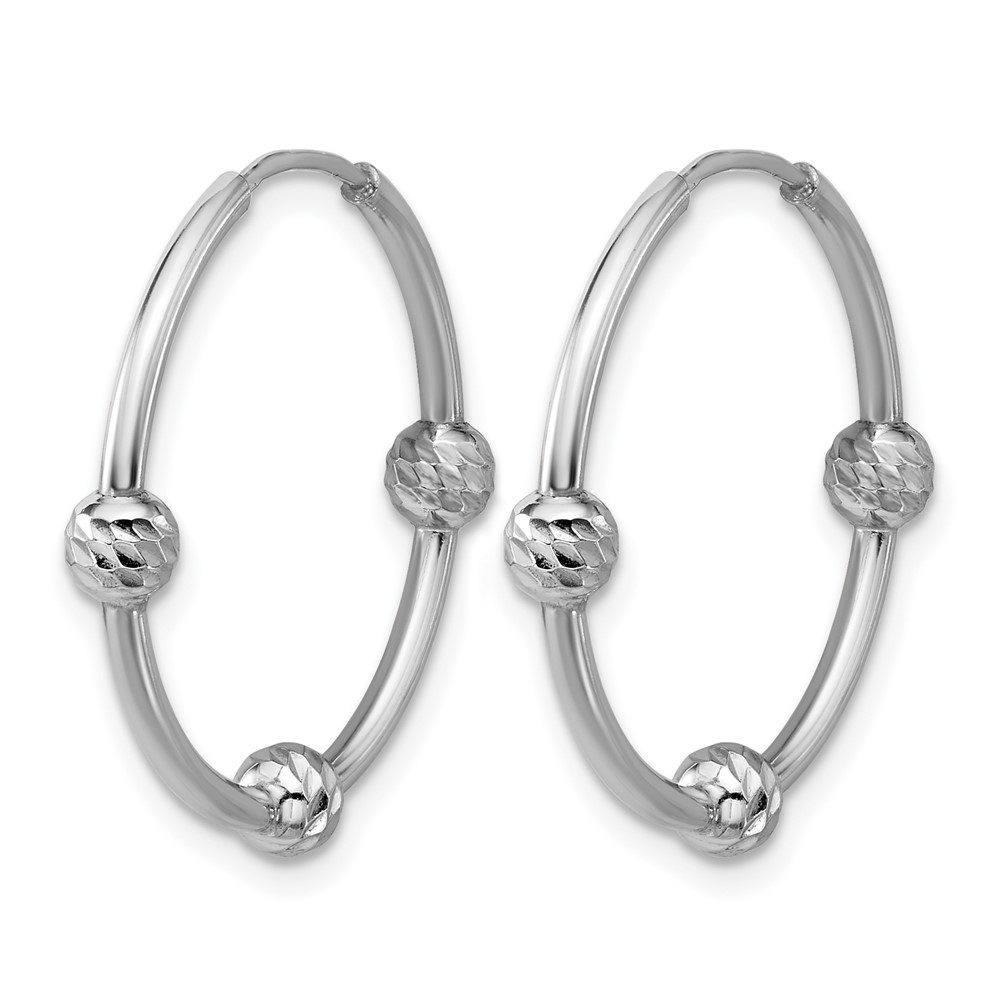 SS RH-plated Polished/Dia-cut Beads Endless Hoop Earrings - 3