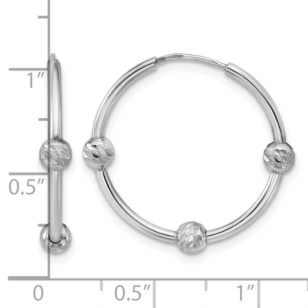 SS RH-plated Polished/Dia-cut Beads Endless Hoop Earrings - 4