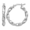 Sterling Silver RH-plated Polished Twisted Hinged Hoop Earrings - 0