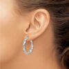 Sterling Silver RH-plated Polished Twisted Hinged Hoop Earrings - 2