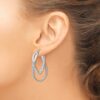 Sterling Silver RH-plated Polished and Textured Hoop Earrings - 2