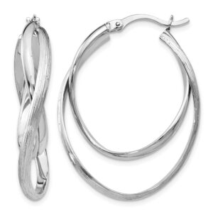 Home 1 Sterling Silver RH-plated Polished and Textured Hoop Earrings - 0