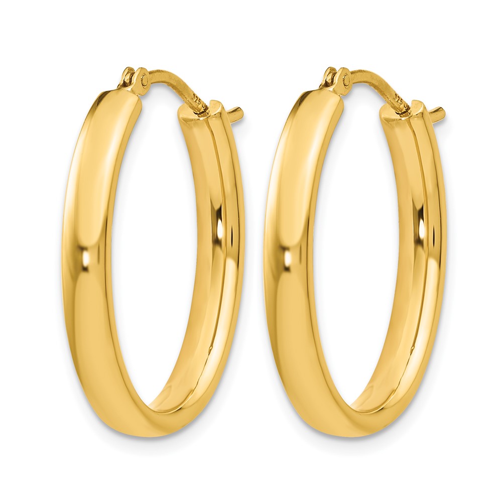 Sterling Silver Gold-plated Polished Oval Hoop Earrings - 1