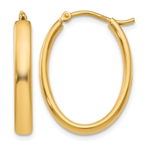 Sterling Silver Gold-plated Polished Oval Hoop Earrings - 0