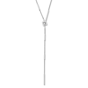 Sterling Silver RH-plat Polished Bar Adjustable Necklace - 0