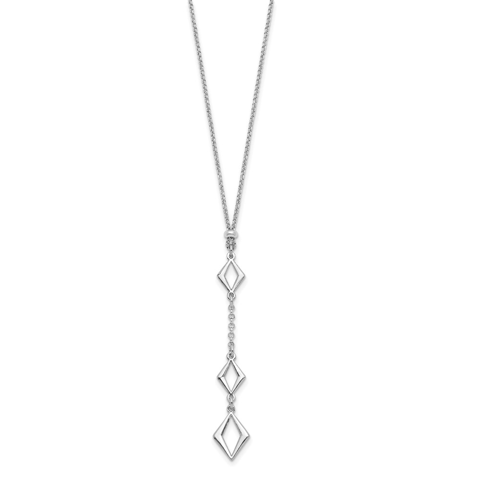 Sterling Silver Rhodium-plated Adj. w/ 1.5in ext. Necklace - 1