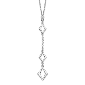 Sterling Silver Rhodium-plated Adj. w/ 1.5in ext. Necklace - 0