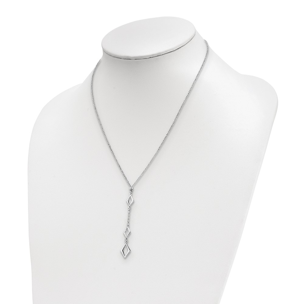 Sterling Silver Rhodium-plated Adj. w/ 1.5in ext. Necklace - 2
