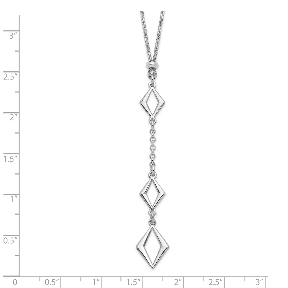 Sterling Silver Rhodium-plated Adj. w/ 1.5in ext. Necklace - 3