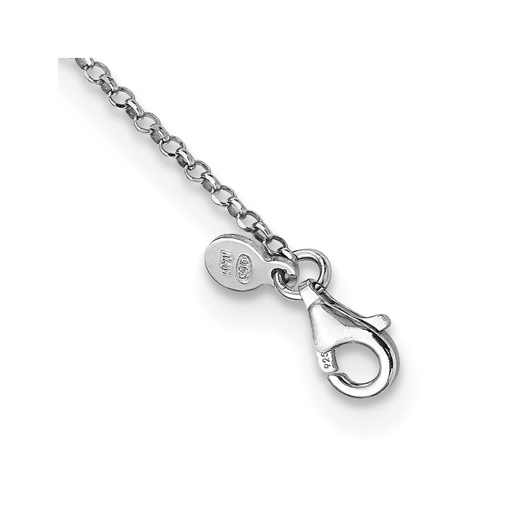 Sterling Silver Rhodium-plated Polished Hammered Bead Necklace - 3