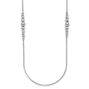 Sterling Silver Rhodium-plated Polished Hammered Bead Necklace - 0