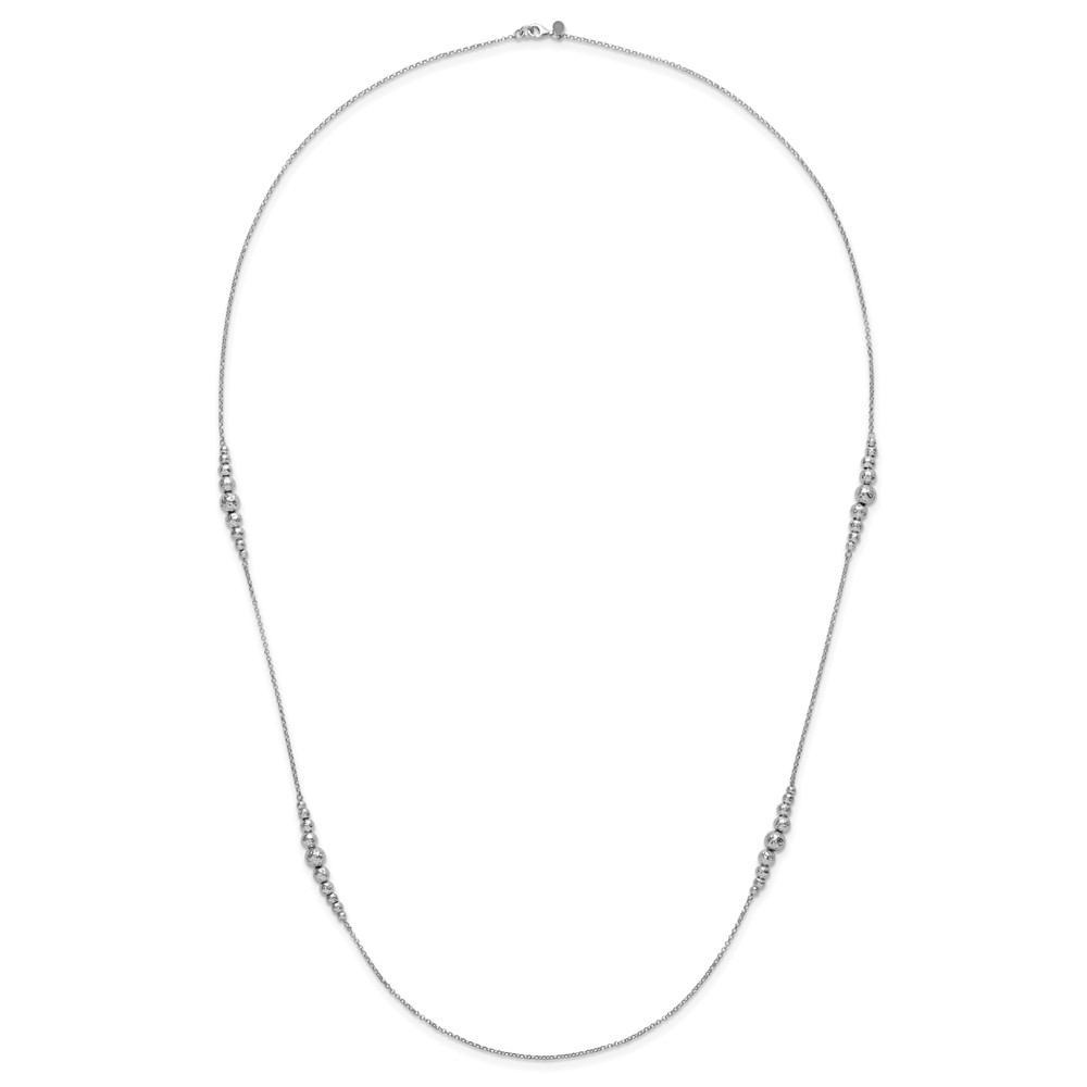 Sterling Silver Rhodium-plated Polished Hammered Bead Necklace - 4