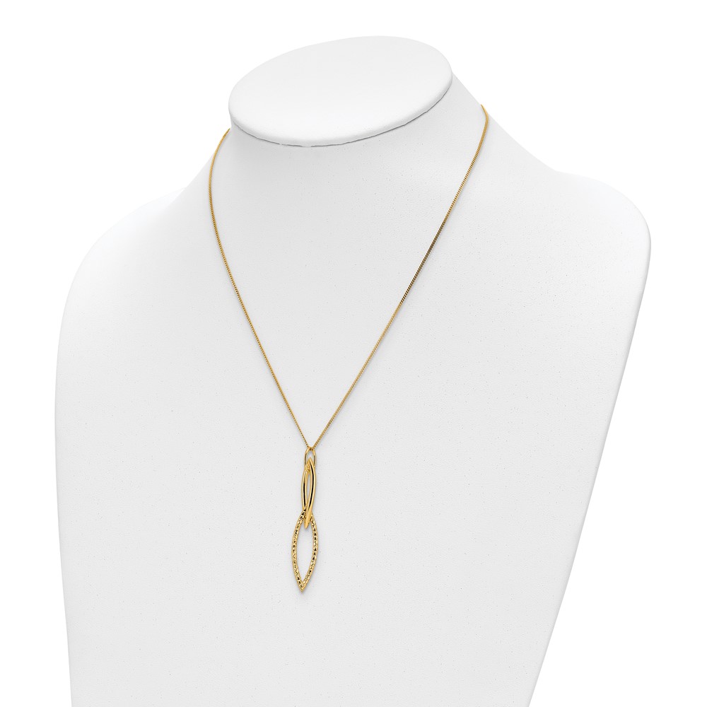 Sterling Silver Gold-plated Dia Cut with 1.5in ext. Necklace - 1